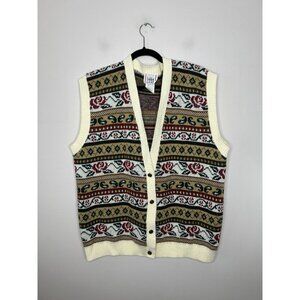 Cricket Lane Vintage 80s Sweater Vest Button Up Rose Buttons Women's Size 20W